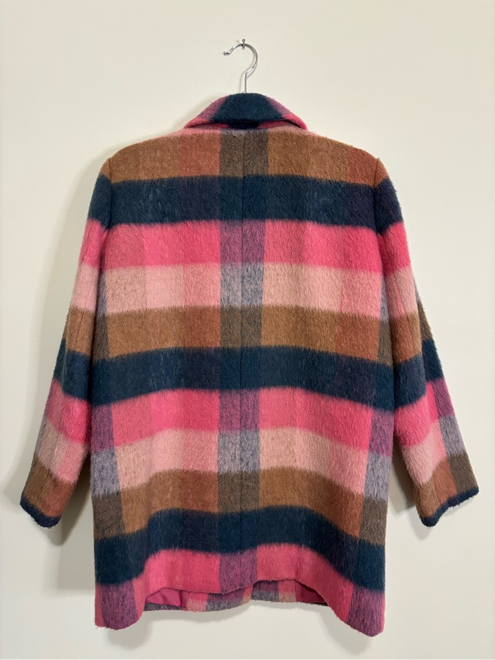 Ann Taylor Pink Navy Brown Plaid Blazer Coat - Picture 5 of 5